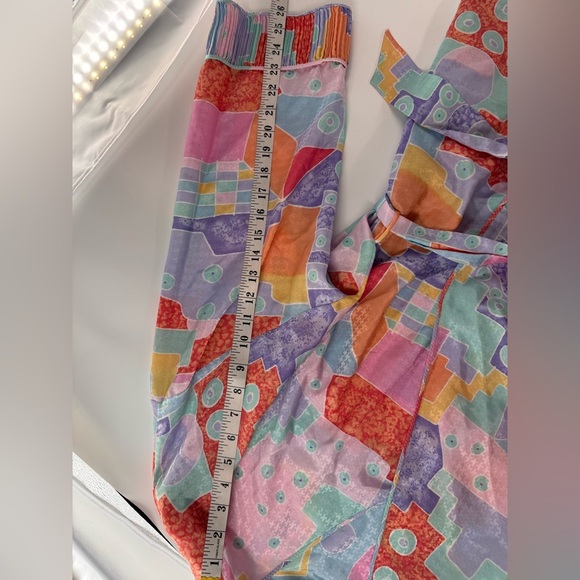 Geometric Vintage Belt Satin Robe Boho Caftan Women Neiman Marcus One Size USA - Picture 7 of 7